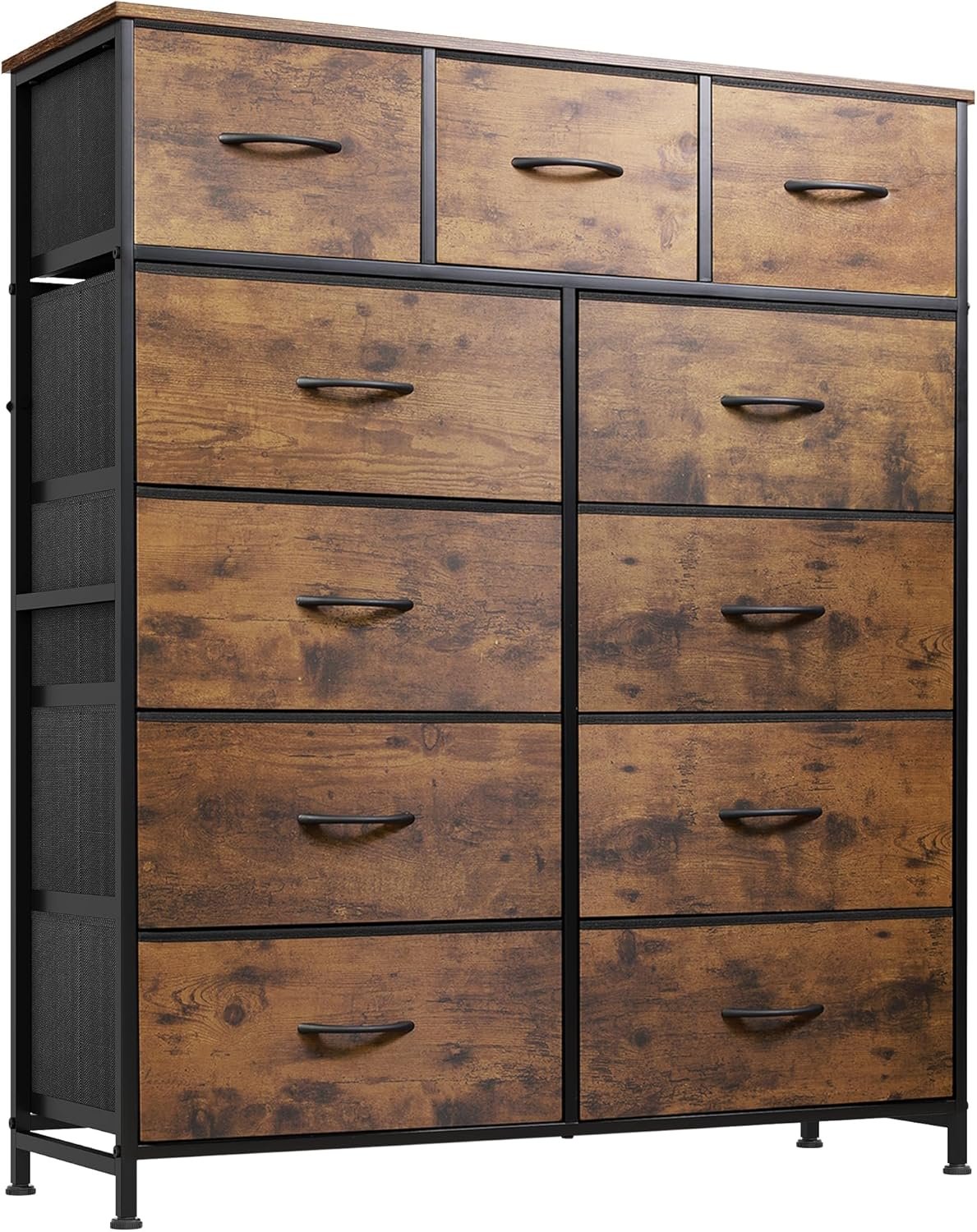 WLIVE tall dresser in a bedroom setting beside a bed with natural lighting