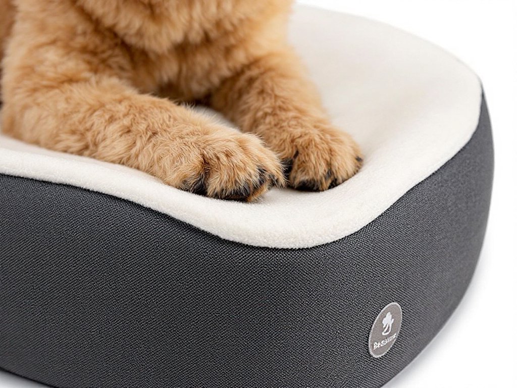 Close-up of Bedsure XL bolster bed's fabric weave and foam edge detail with shallow focus