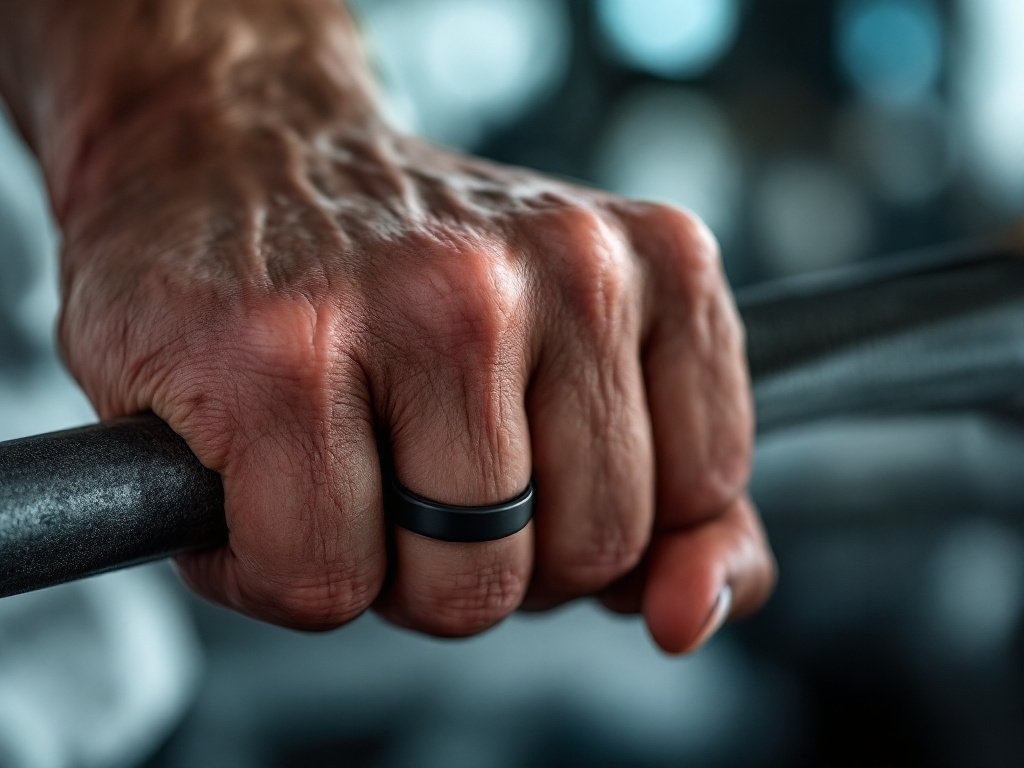 Egnaro Men's Silicone Wedding Rings Explained: What You Need to Know Before You Switch: Man's hand gripping a gym barbel