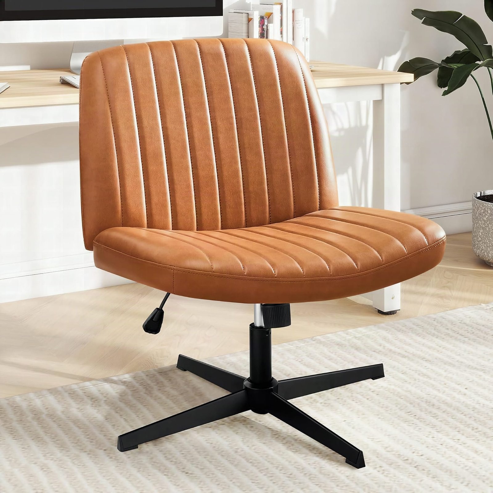 Close-up of DUMOS criss-cross chair's interlocking wooden legs and woven seat detail